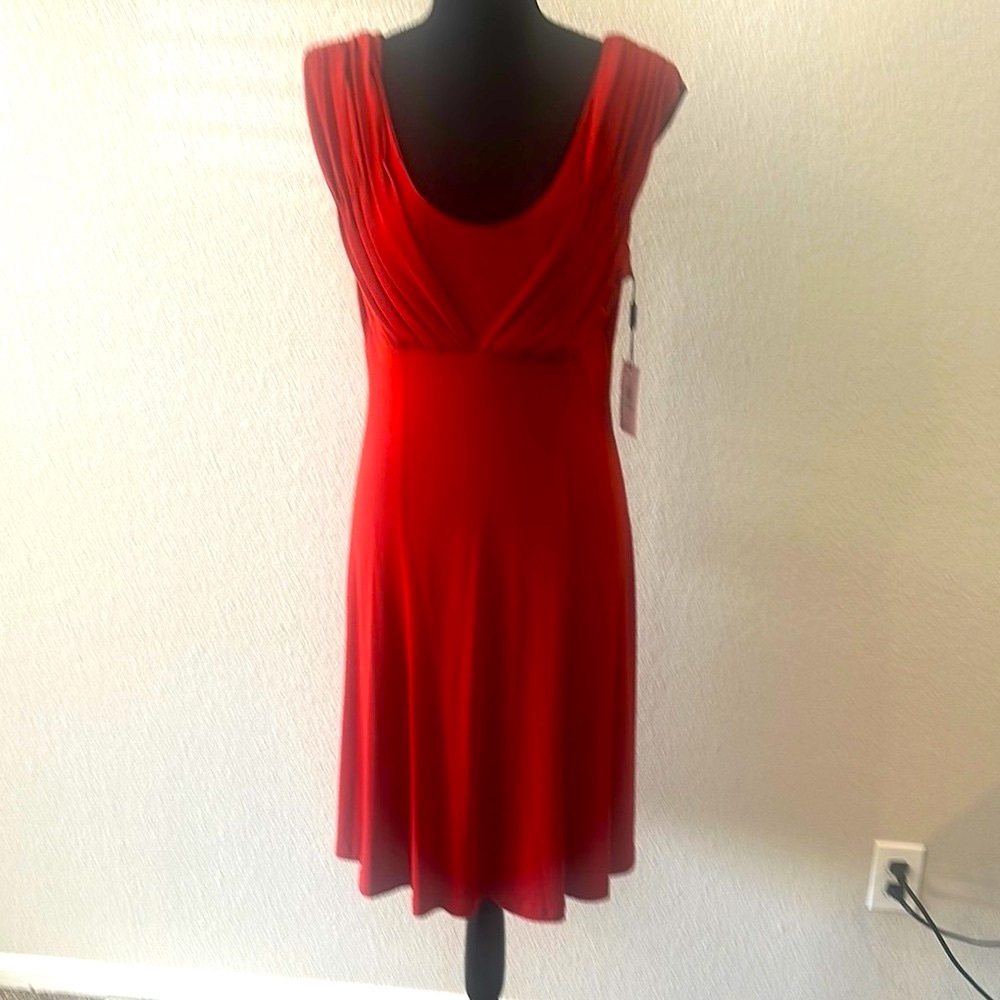 Calvin Klein Red Sleeveless Fit and Flare Midi Dress